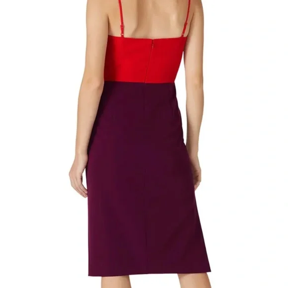 Milly Cady Two Tone Pencil Dress, Red Purple - Picture 3 of 4